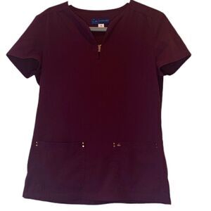 Koi Sapphire Scrub Top Womens Small Purple Short Sleeve